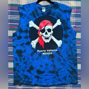 Vintage Tie Dye Puerto Vallarta Mexico Graphic Muscle Tank Tee